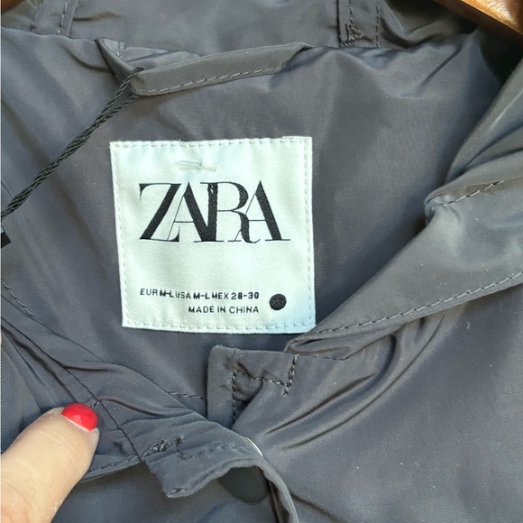 NWT Zara The Amanda Oversized Charcoal Gray Hooded Raincoat Jacket M/L - Picture 14 of 14
